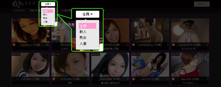 感熟ライブのカテゴリー表示の説明